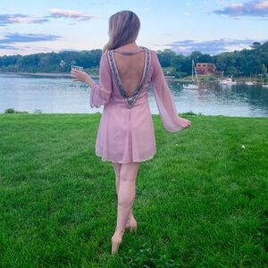 Pink Beaded Cocktail Dress - Wedding Guest Dress